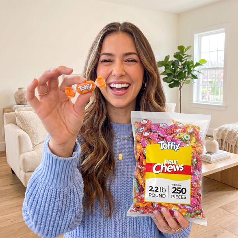 Toffix, Fruit Chews, Center-Filled Soft Fruit Chews Candy Individually Wrapped Snacks, Orange, Strawberry, Pineapple, Wa