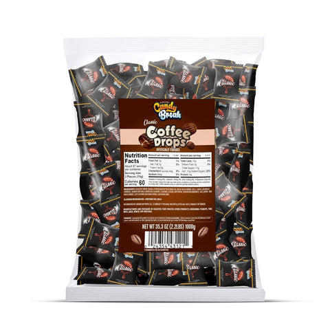 Candy Break Coffee Drops - Center FIlled Hard Coffee 2.2 lb Bag - Espresso Flavored Hard Coffe Candy - Rich and Sweet Gourmet Candy - Individually Wrapped - Best for Office Snacks and Household Pantry…