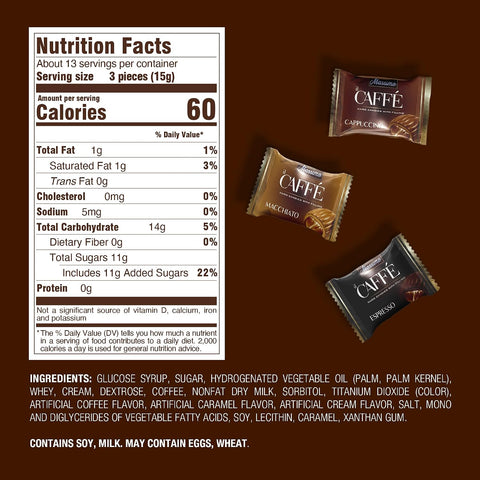 Maestro Massimo Assorted Coffee Candy - Individually Wrapped 7.05 oz Bag, 3mg Caffeine per Hard Candy, Original Espresso