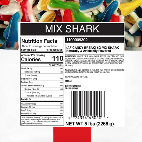 Candy Break Mix Shark Bulk Gummies - 5 lbs Bag