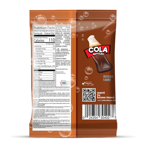 Candy Break Cola Bottles Gummy Candy - Individually Wrapped Share Size 4 Oz Bags - Classic Cola Lover's Favorite, Perfect Snacks for Kids & Grown Ups (Pack of 12)