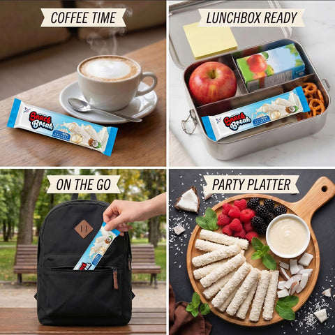Snack Break Coconut Wafer Rolls, Crispy Rolled Wafer Cookies with Coconut Coating, Individually Wrapped On-the-Go Snack,