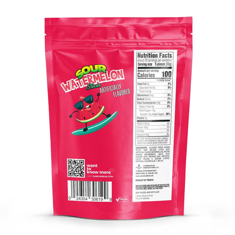 Candy Break Sour Watermelon Slices Gummy Candy - 24 Oz Share Size Resealable Bags (Pack of 6)