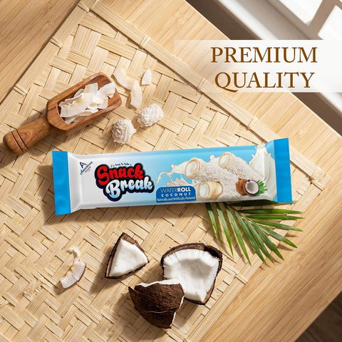 Snack Break Coconut Wafer Rolls, Crispy Rolled Wafer Cookies with Coconut Coating, Individually Wrapped On-the-Go Snack,