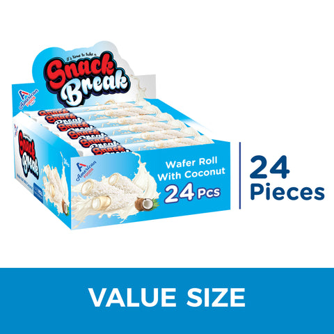 Snack Break Coconut Rolled Wafers - 24 Individually Wrapped Coconut Wafer Rolls (Pack of 12)
