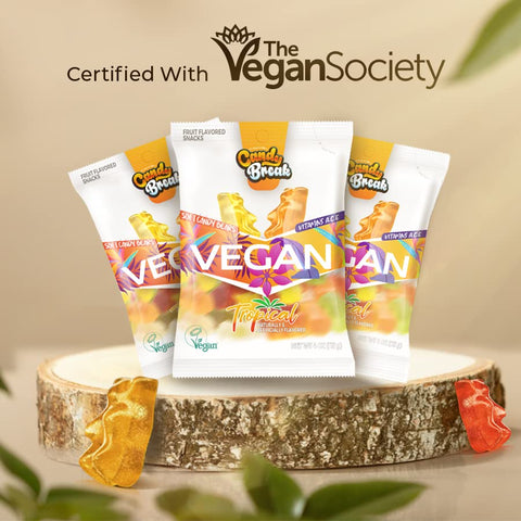 Tropical Flavored Vegan Soft Candy (Vegan Society Certified, Pack of 12)