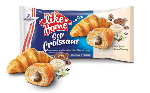 Chocolate & Vanilla Filling Soft Croissant - Individually Wrapped (Pack of 6)