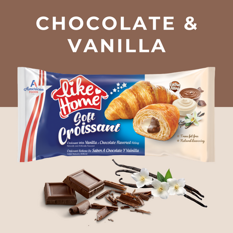 Chocolate & Vanilla Filling Soft Croissant - Individually Wrapped (Pack of 6)