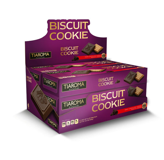 Dark Chocolate Topped Biscuit Cookie - Premium Quality European Petit Biscuit (Individually Boxed, %55 Cocoa Mass, Pack of 6)