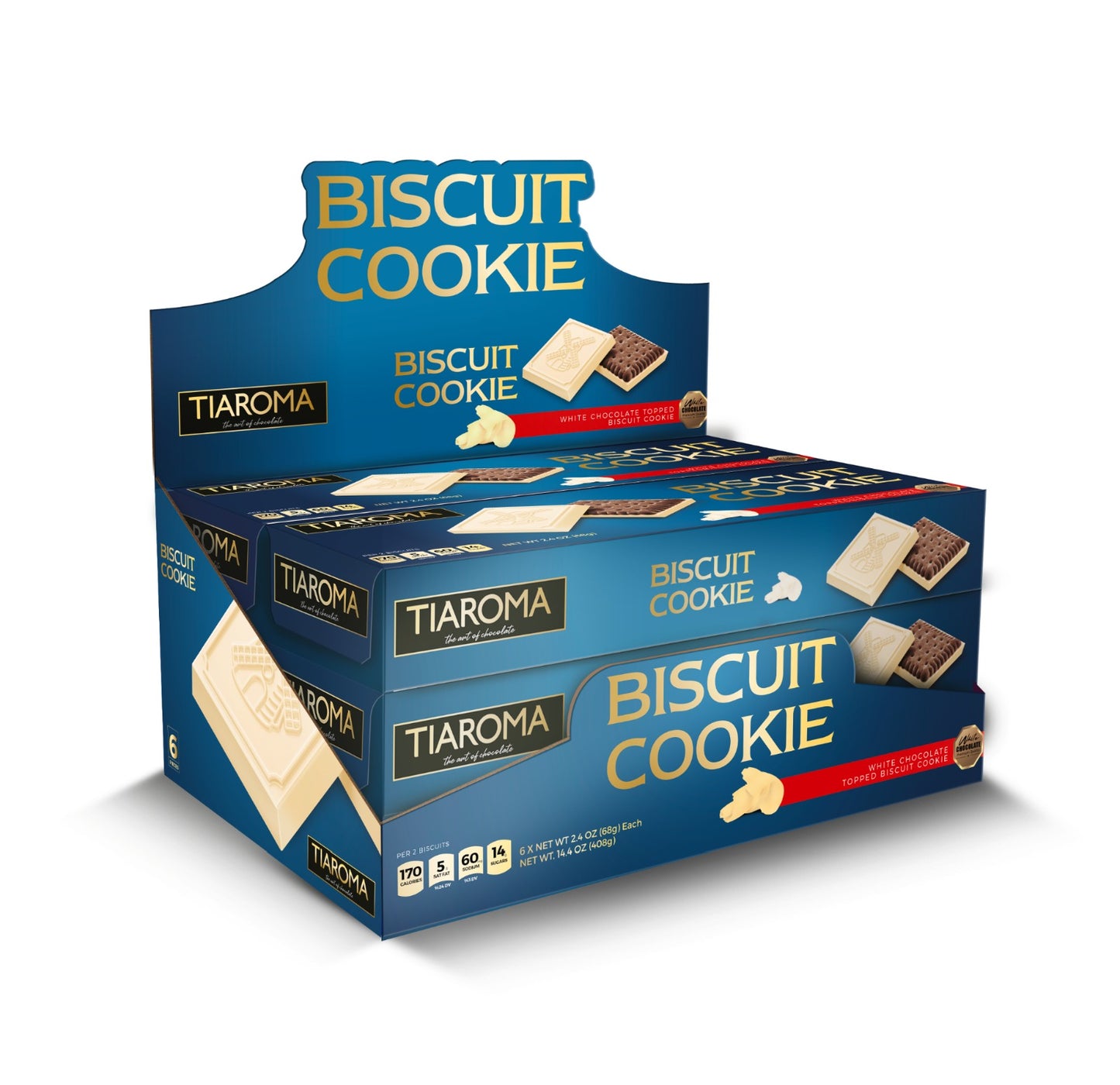 White Chocolate Topped Biscuit Cookie - Premium Quality European Petit Biscuit (Individually Boxed, Pack of 6)