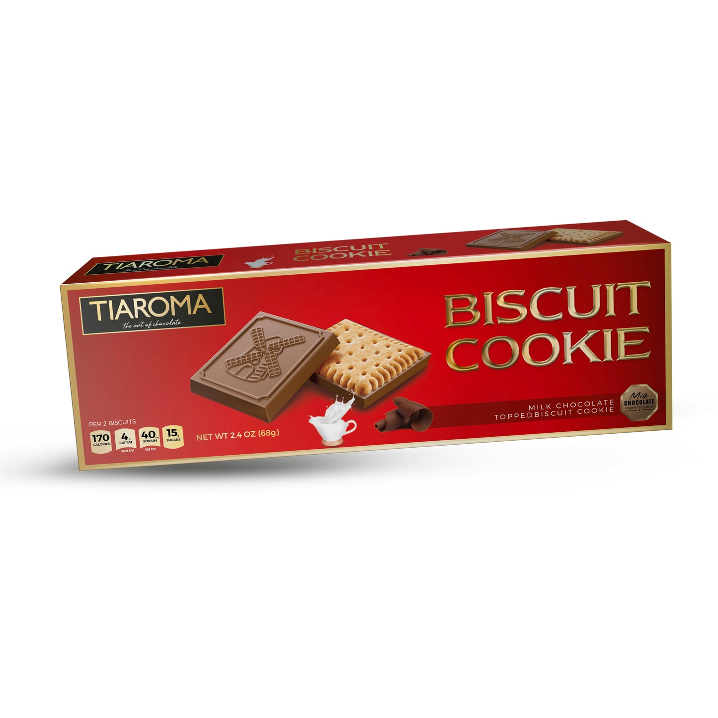 Milk Chocolate Topped Biscuit Cookie - Premium Quality European Petit Biscuit (Individually Boxed, %55 Cocoa Mass, Pack of 6)