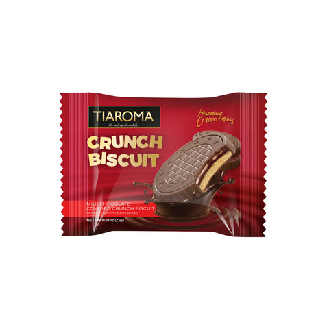Crunch Biscuit -  Milk Chocolate Covered Biscuit Cookies with Creamy Hazelnut Chocolate Filling (Individually Wrapped, 12 Count)