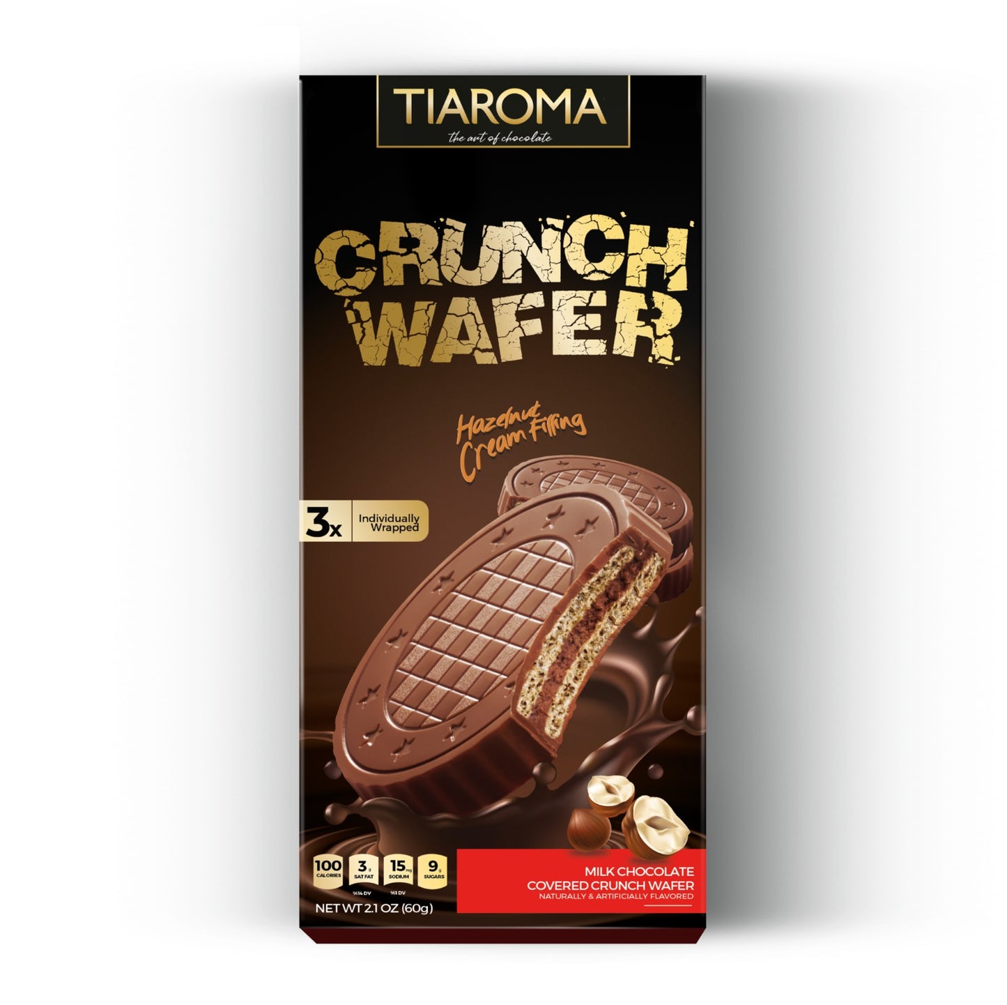 Crunch Wafer - Milk Chocolate Cookies with Creamy Hazelnut Chocolate Filling (Individually Wrapped, 12 Count)