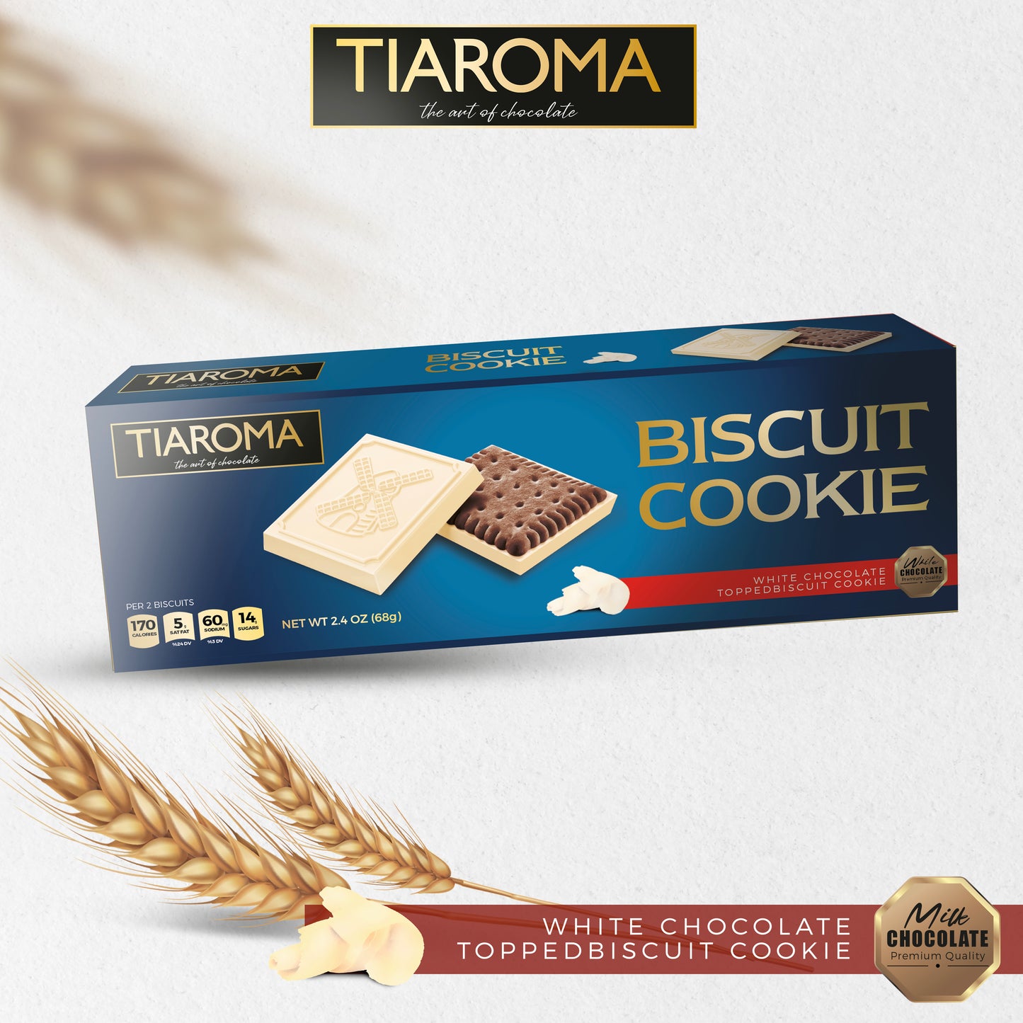 White Chocolate Topped Biscuit Cookie - Premium Quality European Petit Biscuit (Individually Boxed, Pack of 6)