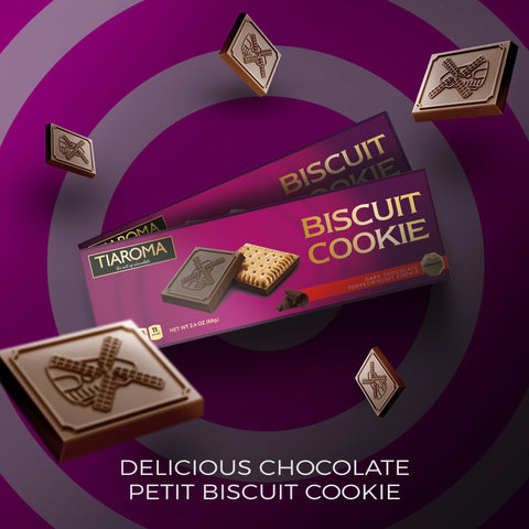 Dark Chocolate Topped Biscuit Cookie - Premium Quality European Petit Biscuit (Individually Boxed, %55 Cocoa Mass, Pack of 6)