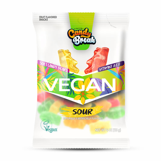 Sour Fruit Flavored Vegan Soft Candy (Vegan Society Certified, Pack of 12)
